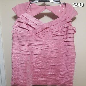 London Times Dress, Ruffled, Pink, Plus 20W, Formal, Wedding Elegant